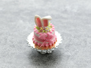 Bunny Ears Easter Cake - Pink, Green or Lilac - Handmade Miniature Food in 12th Scale for Dollhouse