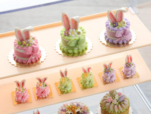 Bunny Ears Easter Cake - Pink, Green or Lilac - Handmade Miniature Food in 12th Scale for Dollhouse