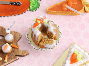 Rabbit Ears Cut Carrot Cake - Miniature Food in 12th Scale for Dollhouse