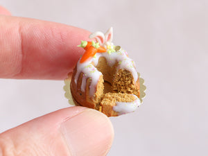 Rabbit Ears Cut Carrot Cake - Miniature Food in 12th Scale for Dollhouse