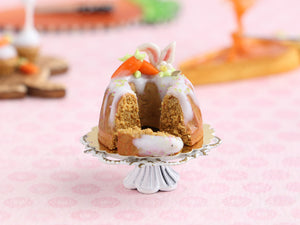 Rabbit Ears Cut Carrot Cake - Miniature Food in 12th Scale for Dollhouse