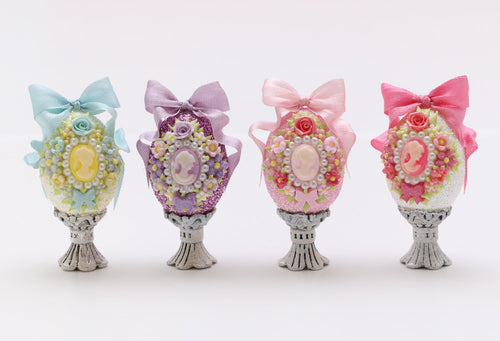 Decorative Cameo Easter Egg in Choice of Four Colours - Handmade Miniature
