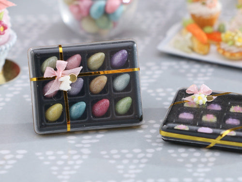 Gift Box of 12 Colourful Candy Easter Eggs - Miniature Food in 12th Scale
