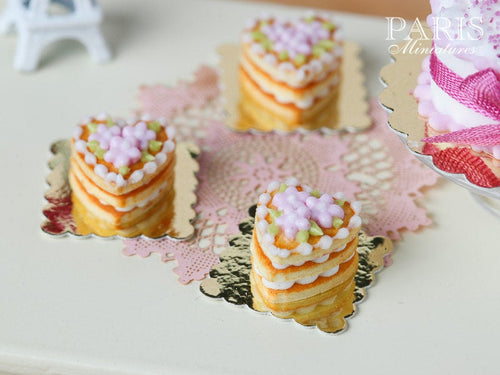 French Buttery Shortbread Millefeuille – Valentine’s Pastry - Pink Version - Miniature Food
